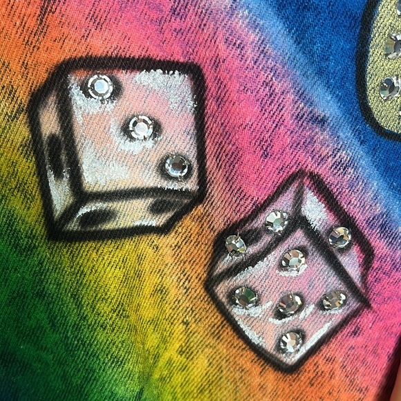 Jean Vest Atlantic City Airbrush Colorful Gambling Size XL - Picture 5 of 16